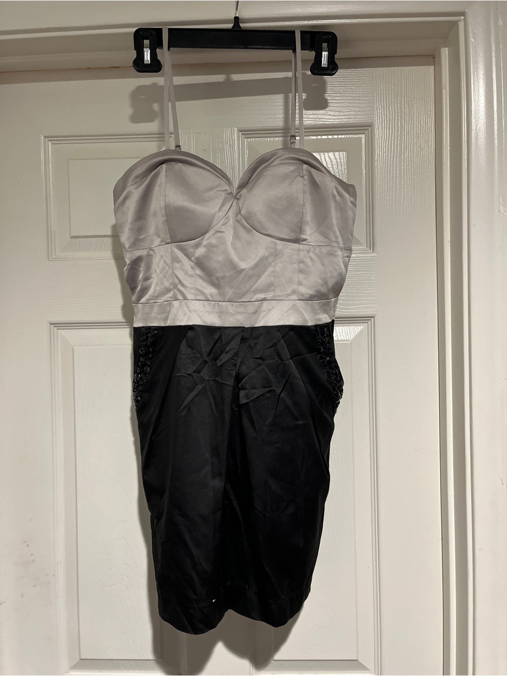 Black Strapless Two-Tone Cocktail Dress by Black